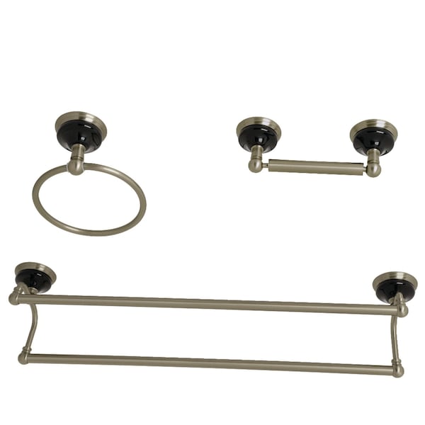 BAK911348BN Water Onyx 3-Piece Bathroom Accessory Set, Brushed Nickel